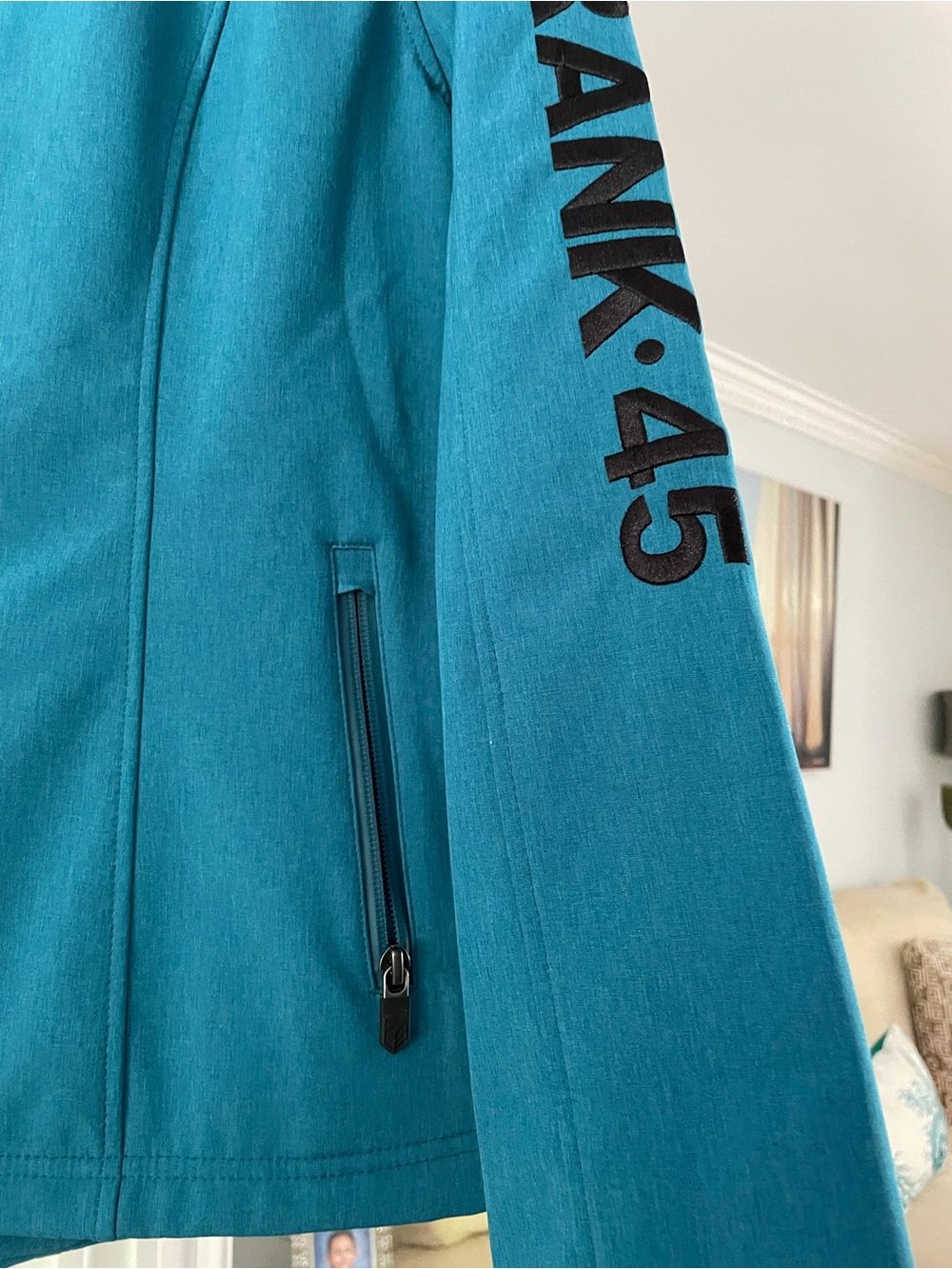 Rank 45 women’s size large soft shell Logo riding Jacket in Teal / Turquoise - Picture 5 of 6